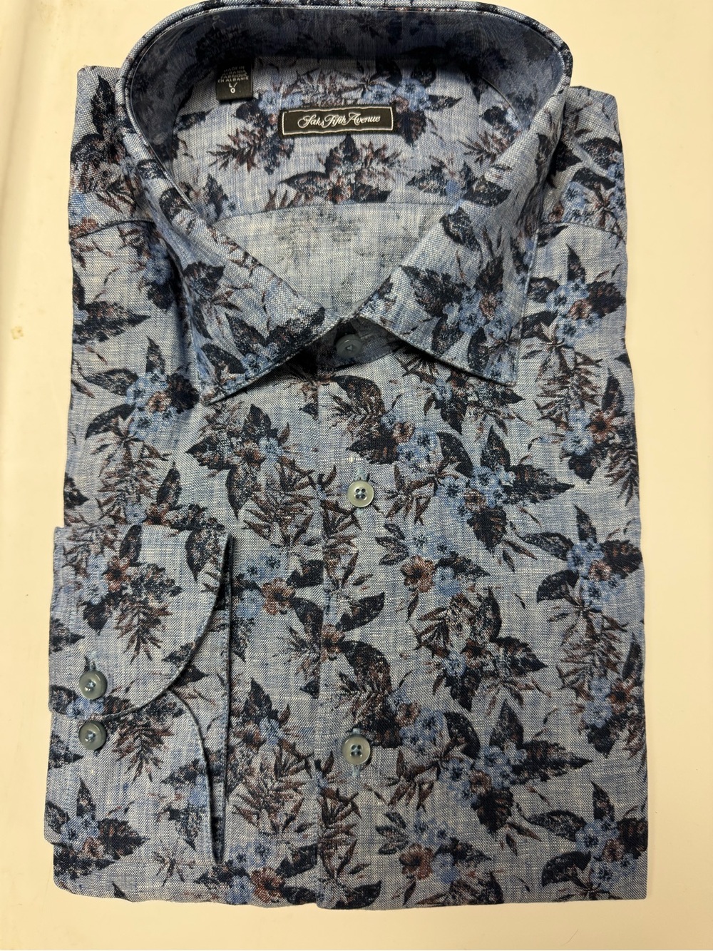 Saks Fifth Avenue Dk Blue Floral Button-Down Shirt